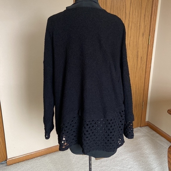 🖤 Jaskar Thin Knit Mesh Trim Cardigan Black Large - Picture 4 of 10